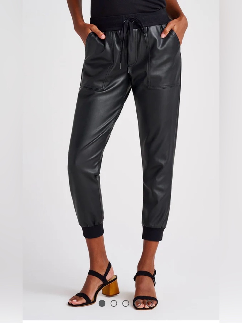 Splendid Black Faux Leather Jogger Pants size L - Picture 5 of 10